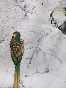 Brand New Fabric - Heavy Cotton - Jungle Drawing
