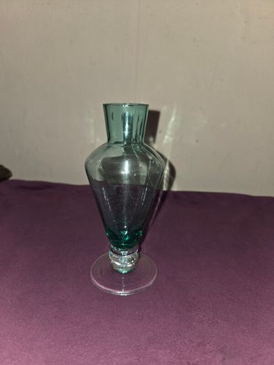Vintage mini blue glass vase