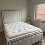 Cream double bed and mattress Image 5