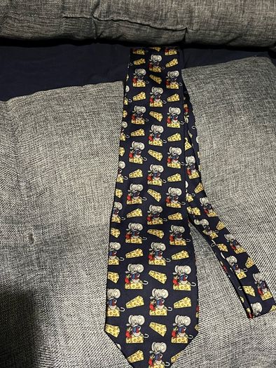 Vintage Mouse and Cheese Silk Tie