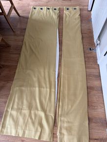Helena Springfield Mustard Yellow Blackout Eyelet Curtains    90" x 90" Pair