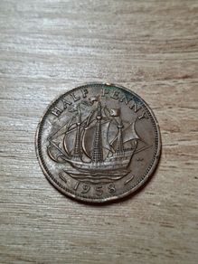 Great Britain UK 1958 Half Penny Elizabeth II Coin - free standard postage