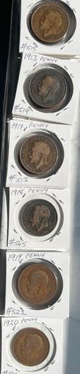 George V Pennies 1912 - 1920 (dates below)