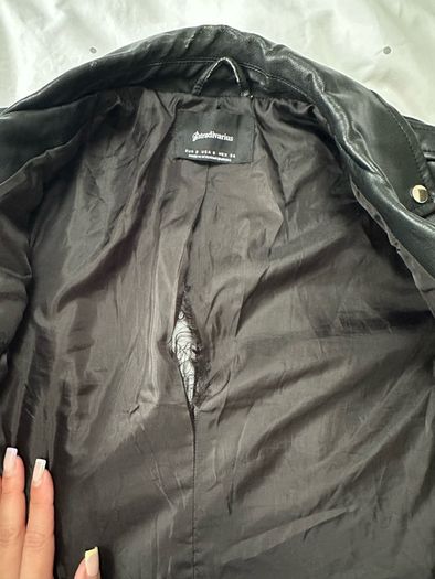 Stradivarius Black Faux Leather Biker Jacket Size S