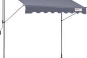 Manual Retractable Awning" Retractable Patio Awning Sun Shade, Adjustable Patio Door Window Awning with 3'3" Sun Visor Curtain for Backyard, Garden, Balcony