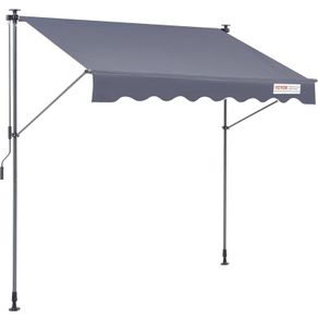 Manual Retractable Awning" Retractable Patio Awning Sun Shade, Adjustable Patio Door Window Awning with 3'3" Sun Visor Curtain for Backyard, Garden, Balcony