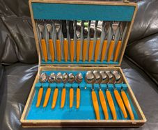 Vintage Sheffield England Stainless Steel Dining Set For Six