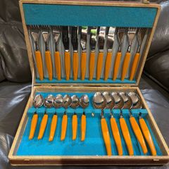Vintage Sheffield England Stainless Steel Dining Set For Six