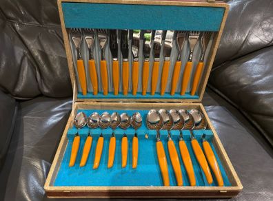 Vintage Sheffield England Stainless Steel Dining Set For Six