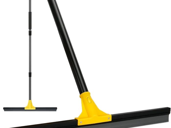 Floor Squeegee Outdoor Heavy Duty, 60cm Rubber Squeegee Broom with Long Handle 160cm for Cleaning Garage Courtyard Bathroom Shower Glass Window Tile Concrete Deck Marble Water
