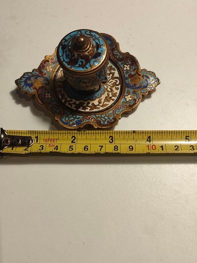 19th Century Napoleon 111 Bronze Cloisonne Ink Well