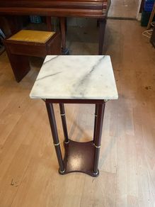 Plant pot table, wooden, marble top