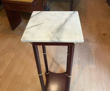 Plant pot table, wooden, marble top