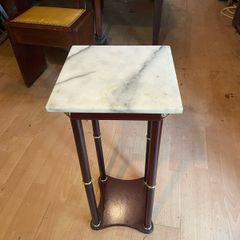 Plant pot table, wooden, marble top