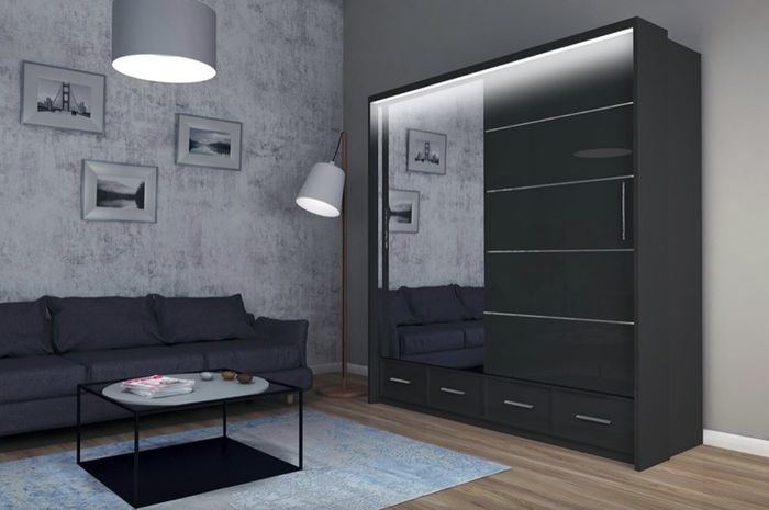 Sliding Doors Wardrobe S 203cm LED - Black