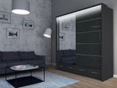 Sliding Doors Wardrobe S 203cm LED - Black