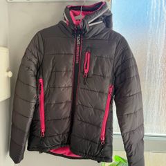 Superdry Sport Puffer Jacket - Grey/Pink - Fleece Lined