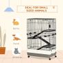 Four-Tier Small Animal Cage, for Bunnies, Ferrets, Chinchillas w/ Wheels, Tray - Black Image 3
