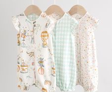 3 x Patented Rompers / Short Sleepsuits / Babygros (9-12 months)