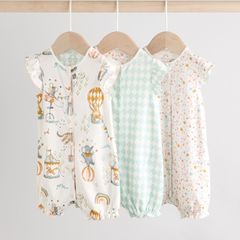 3 x Patented Rompers / Short Sleepsuits / Babygros (9-12 months)