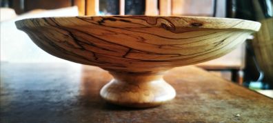 Large Spalted Beech footed Bowl. Hand turned.