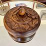 Vintage French Hand Carved Round Lidded Wooden Box Jewellery Box Image 10