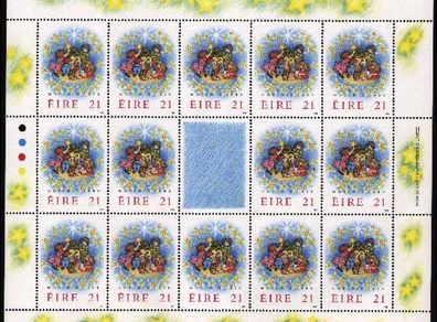1989 Ireland Christmas Commemorative Stamp Sheetlet Mint Never Hinged (MNH)