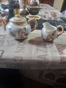 Beautiful Old Japanese Satsuma or Kutani Teapot and Jug, Price for the Two, Postage Available, no chips or cracks,