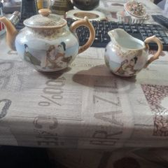 Beautiful Old Japanese Satsuma or Kutani Teapot and Jug, Price for the Two, Postage Available, no chips or cracks,
