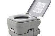10L Portable Travel Toilet Outdoor Camping Picnic with 2 Detachable Tanks &amp; Push-button Operation, Grey