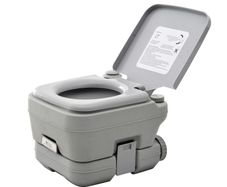 10L Portable Travel Toilet Outdoor Camping Picnic with 2 Detachable Tanks & Push-button Operation, Grey