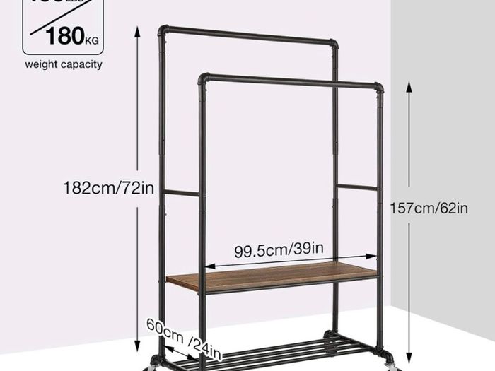 Iron clothes rail/shelf on wheels