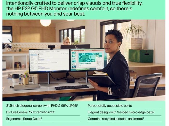 New HP Monitor 21.5 Full HD Model HP ESeries E22 G5