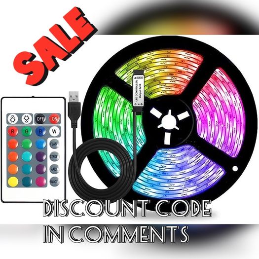 USB Led Strip Lights, Strong Self Adhesive Strip Lights, RGB 16 Colors Changing, 24Keys Remote Control, DIY (FREE SHIPPING)