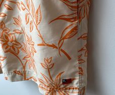Polo Ralph Lauren Orange Hawaiian Palm Print Swim Trunks Mesh Lined