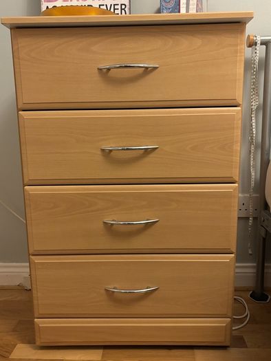 Chest of drawers on casters