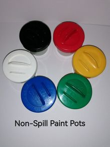 6 Non-Spill Paint Pots & Palette with 6 Lift Out Tubs