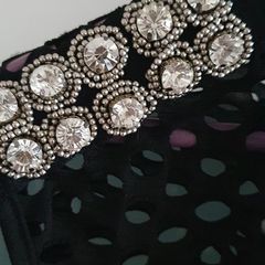 fumblin' foe black mesh dress with embellished shoulder detail Sz M (Fit 8 - 12 UK) - Rrp 149