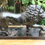 Antique Cast Iron Lion Figurine on Wooden Base Image 4
