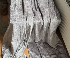Velvet grey beautiful long curtains (pair)