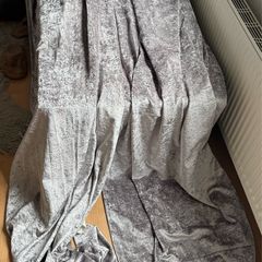 Velvet grey beautiful long curtains (pair)