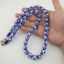 Antique Venetian Style White Blue Dotted Glass Beads Necklace Image 2