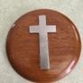 Vintage Round Wooden Cross Plaque . Image 2