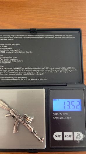 silver AK 47 pendent