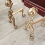 Antique Solid Brass Gothic Fire Dogs Andirons Image 3