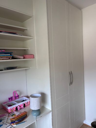 White Fitted Bedroom Wardrobes with Desk & Shelving