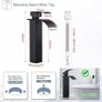 Waterfall High Rise Black Basin Mixer Taps, Square Monobloc Basin Tap, Single Handle Bathroom Sink Mixer Tap Image 2