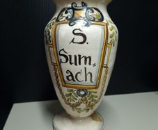 Antique Style Hand-Painted Apothecary Jar S. Sumach Herbal Pharmacy Vessel