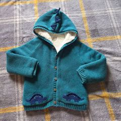 John Lewis 3D Dinosaur Hooded Cardigan, Teal Blue - Size 2-3 Years