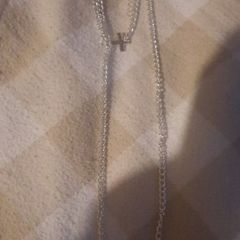 silver matching cross necklace and bracelet set